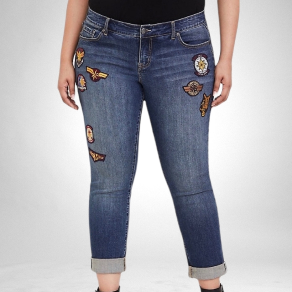 Captain Marvel Her Universe Patchwork Boyfriend J… - image 1